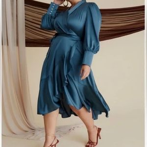Eloquii blue satin dress